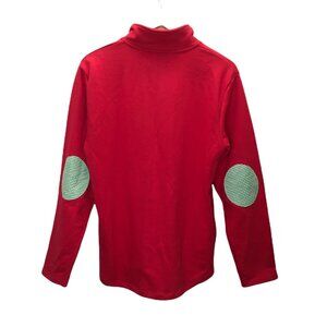 Preppy Pullover Sweatshirt Women Medium Gingham Trim Elbow Patch Ellio Red Green